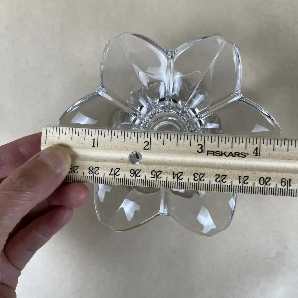 2 MIKASA Clear Crystal Glass Candle Stick‎ Holder Flower Shaped